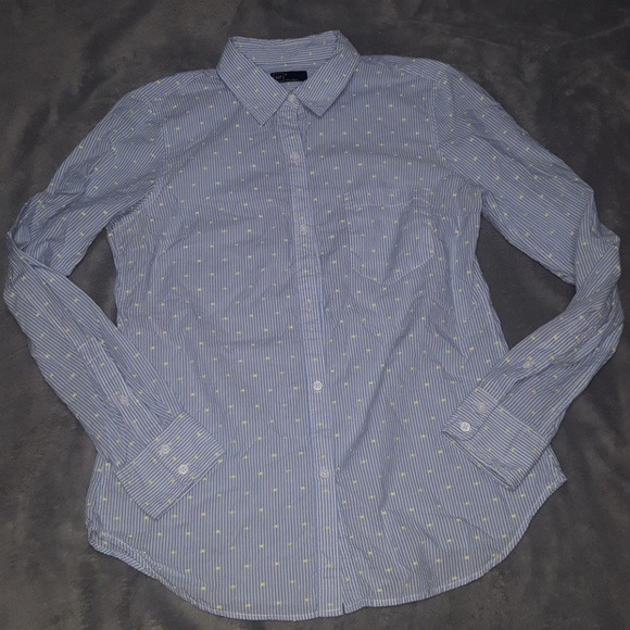 GAP Tops - GAP BLUE PINSTRIPED BUTTONDOWN SHIRT TOP LIME NEW